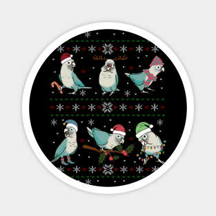 Ugly Christmas cinnamon turquoise conure pattern Magnet